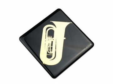 Magnet Untersetzer Tuba golden/schwarz (8,3*8,3 cm)