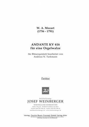 Mozart, Wolfgang Amadeus/Tarkmann, Andreas Nicolai ANDANTE FR EINE ORGELWALZE Kammermusik