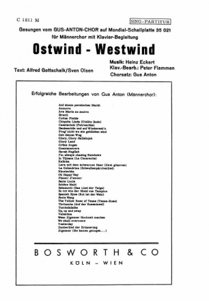 Ostwind-Westwind fr Mnnerchor Singpartitur