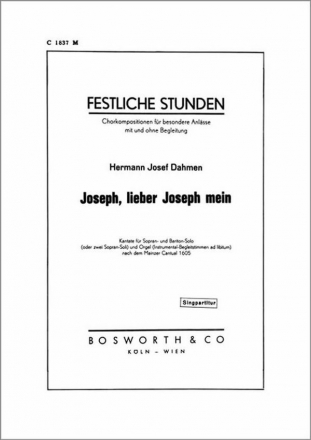 Joseph, lieber Joseph fr Mnnerchor Klavierpartitur