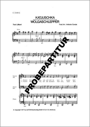 Katjuschka/Wolgaschlepper fr gem Chor Klavierpartitur