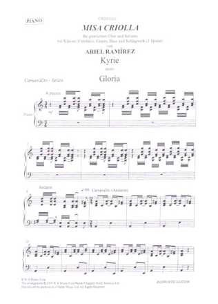 Ariel Ramirez Misa Criolla KLavierstimme fr gem Chor