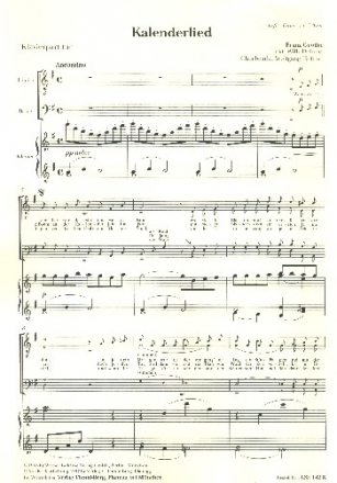 Kalenderlied fr Mnnerchor und Klavier Partitur