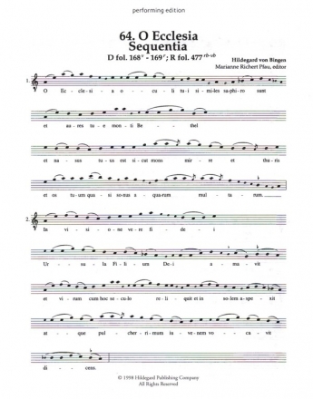 O Ecclesia - Sequentia fr Gesang a cappella (la)