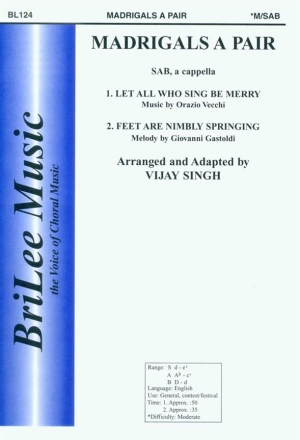 Vijay Singh Madrigals A Pair Chor Chorpartitur