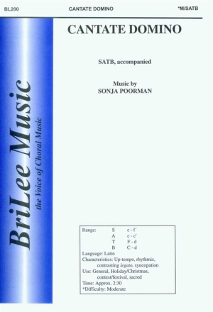 Sonja Poorman Cantate Domino Chor Chorpartitur