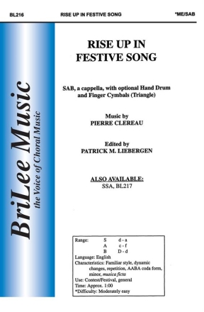 Pierre Clereau Rise Up In Festive Song  Chorpartitur