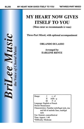 Orlando di Lasso My Heart Now Gives Itself To You  Chorpartitur