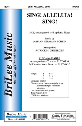 Patrick Liebergen, Johann Schein Sing! Alleluia! Sing! Chor und 2 Flten (opt.) Chorpartitur