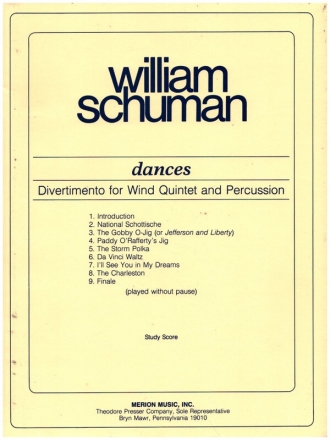 Dances for wind quintet and percussion study score