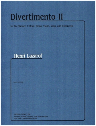 Divertimento II for clarinet, horn, violin, viola and violoncelle study score