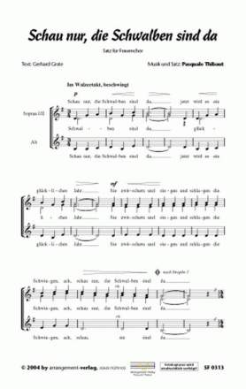 Thibaut/Grote Schau nur, die Schwalben sind da fr SSA Singpartitur