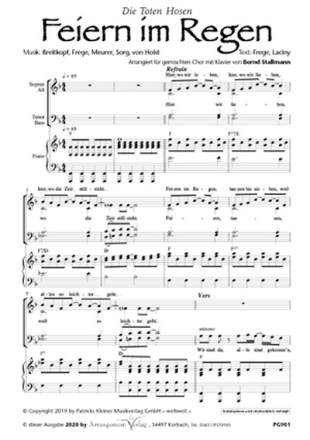 Breitkopf, Frege, Meurer, von Holst, Sorg Feiern im Regen (vierstimm fr SATB und Klavier Singpartitur