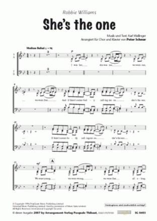 Karl Wallinger She's the one (vierstimmig) fr SATB Singpartitur