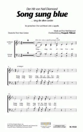 Neil Diamond Song sung blue (? sing die alten Lieder) fr SATB Singpartitur