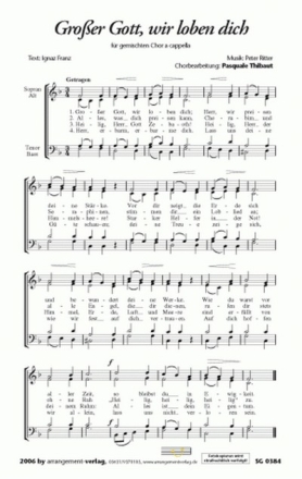 Ritter/Franz Groer Gott, wir loben dich (vierstimmig) fr SATB Singpartitur