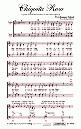 Thibaut/Grote Chiquita Rosa (vierstimmig) fr SATB und Klavier Singpartitur