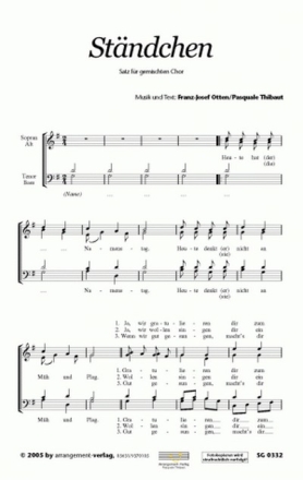 Franz-Josef Otten Stndchen (vierstimmig) fr SATB Singpartitur