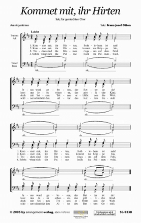 Franz-Josef Otten (Melodie aus Argentinien) Kommet mit, ihr Hirten ( fr SATB Singpartitur