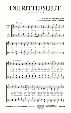 F.-J. Otten/P. Thibaut Die Rittersleut (vierstimmig) fr SATB Singpartitur