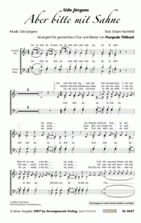 Udo Jrgens/E.Hachfeld Aber bitte mit Sahne (vierstimmig) fr SATB und Klavier Singpartitur