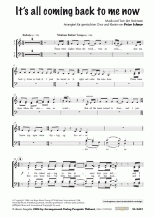 Jim Steinman It's all coming back to me (vierstimmig) fr SATB Singpartitur