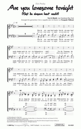 Turk/Handman Bist du einsam heut nacht (vierstimmig) fr SATB a cappella oder mit Klavier Singpartitur