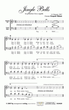 J.S. Pierpont, Chorsa Jingle Bells (vierstimmig) fr SATB Singpartitur