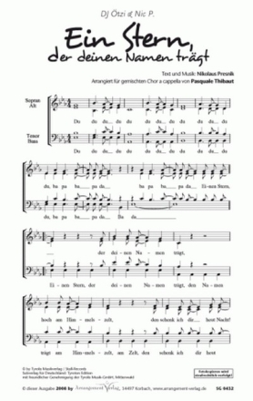 Musik und  Ein Stern, der deinen Namen trgt (vierstimmig) fr SATB Singpartitur