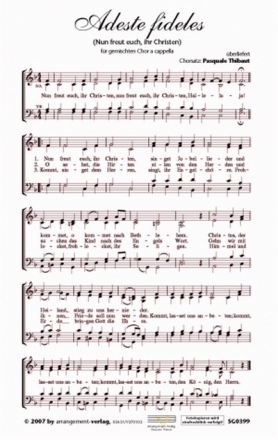 Adeste fideles (vierstimmig) fr SATB Singpartitur