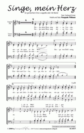 Thibaut/Grote Singe, mein Herz (vierstimmig) fr SATB Singpartitur