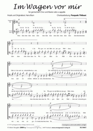 Hans Blum Im Wagen vor mir (vierstimmig) fr SATB und Klavier oder a cappella Singpartitur