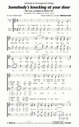 Spiritual Somebody's knocking at your door (vierstimmig) fr SATB Singpartitur