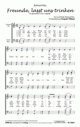 Reinhard Mey Freunde, lasst uns trinken (vierstimmig) fr SATB Singpartitur