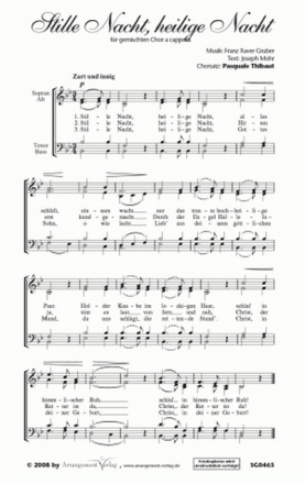 Gruber/Mohr Stille Nacht, heilige Nacht (vierstimmig) fr SATB Singpartitur