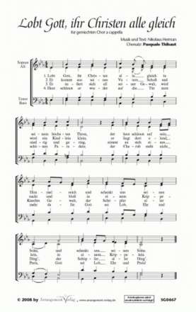 Nikolaus Herman Lobt Gott, ihr Christen, alle gleich (vierstimmig) fr SATB Singpartitur