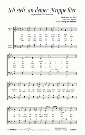 J.S.Bach, P. Gerhardt Ich steh an deiner Krippe hier (vierstimmig) fr SATB Singpartitur