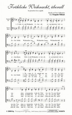 Volksweise Frhliche Weihnacht, berall (vierstimmig) fr SATB Singpartitur