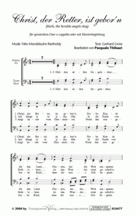 Felix Mendelssohn Bartholdy Christ, der Retter, ist geborn (vierstim fr SATB und Klavier Singpartitur