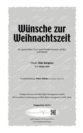 Udo Jrgens, Heinz Tust Wnsche zur Weihnachtszeit (dreistimmig) fr SAM mit Klavier oder a cappella Singpartitur