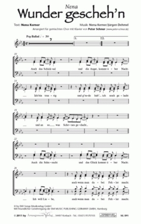 N. Kerner/J. Dehmel Wunder geschehn (vierstimmig) fr SATB und Klavier Singpartitur