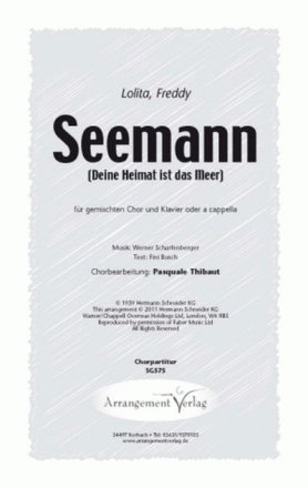 W. Scharfenberger Seemann (vierstimmig) fr SATB und Klavier Singpartitur