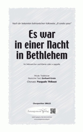 Traditional Es war in einer Nacht in Bethlehem fr TTBB und Klavier Singpartitur