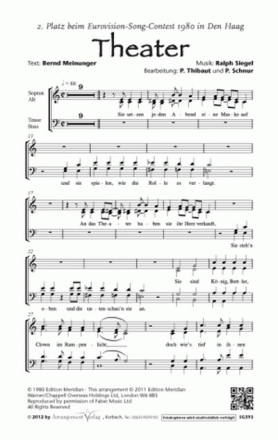 Siegel/Meinunger Theater (vierstimmig) fr SATB und Klavier Singpartitur