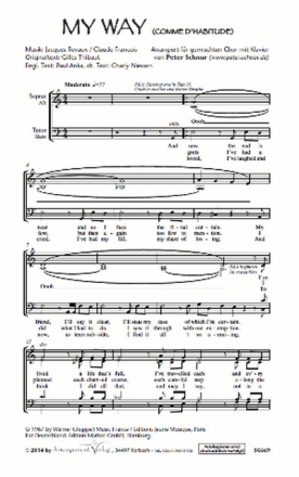 Revaux/Francois, Thibaut/Anka/Niessen My Way (dreistimmig) fr SAB und Klavier Singpartitur