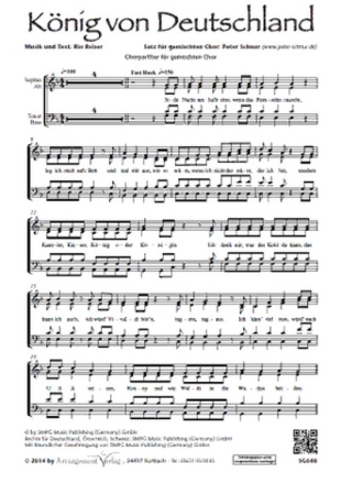 Knig von Deutschland (vierstimmig) fr SATB und Klavier Singpartitur