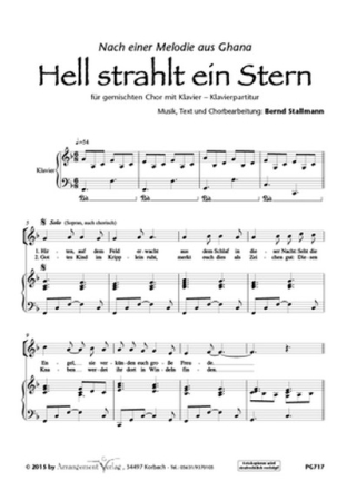 Bernd Stallmann Hell strahlt ein Stern (vierstimmig) fr TTBB und Klavier Singpartitur