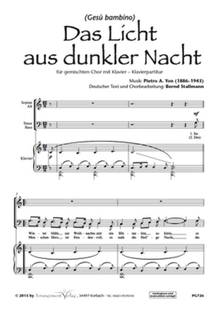 Pietro Yon Das Licht aus dunkler Nacht (vierstimmig) fr SATB und Klavier Singpartitur