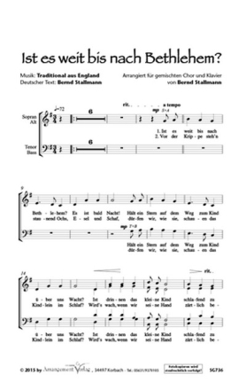 Traditional Ist es weit bis nach Bethlehem? (vierstimmig) fr SATB mit Klavier Singpartitur