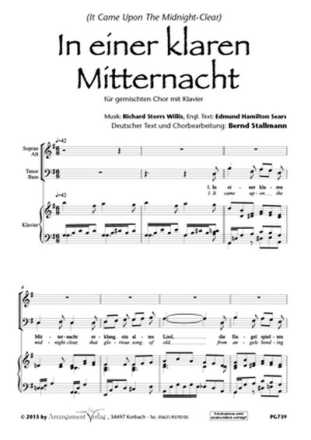 R.S.Willis, E.H.Sears In einer klaren Mitternacht (vierstimmig) fr SATB mit Klavier Singpartitur